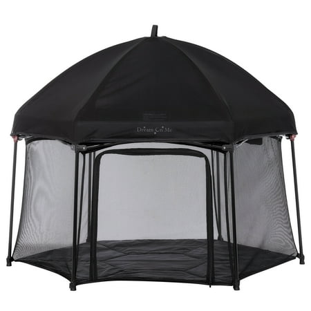 Dream On Me Onyx Baby Play Yard Set with Canopy, Black