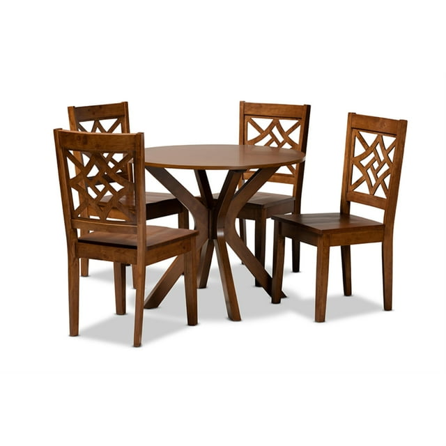 Baxton Studio Miela Modern and Contemporary Walnut Brown Finished Wood 5-Piece Dining Set