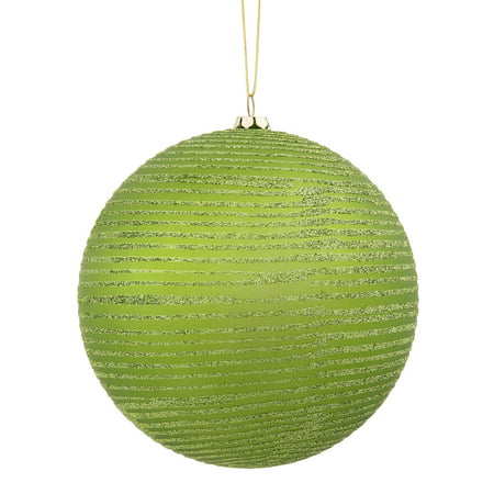 Pack of 6 Matte Lime Green with Glitter Stripes Christmas Ball ...