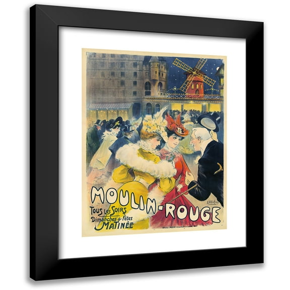 E. Villefroy 12x14 Black Modern Framed Museum Art Print Titled - Moulin Rouge