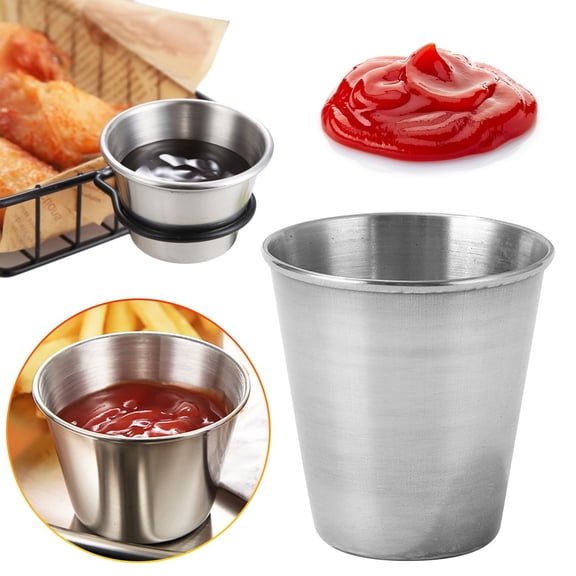 1 Pack Stainless Steel Sauce Dishes Mini Round Seasoning Bowl Sushi Dipping Bowls Appetizer Plates Individual Saucers Bowls Small Soy Sauce Dish Condiment Cups Small Metal Bowl (Sliver,4*5cm)