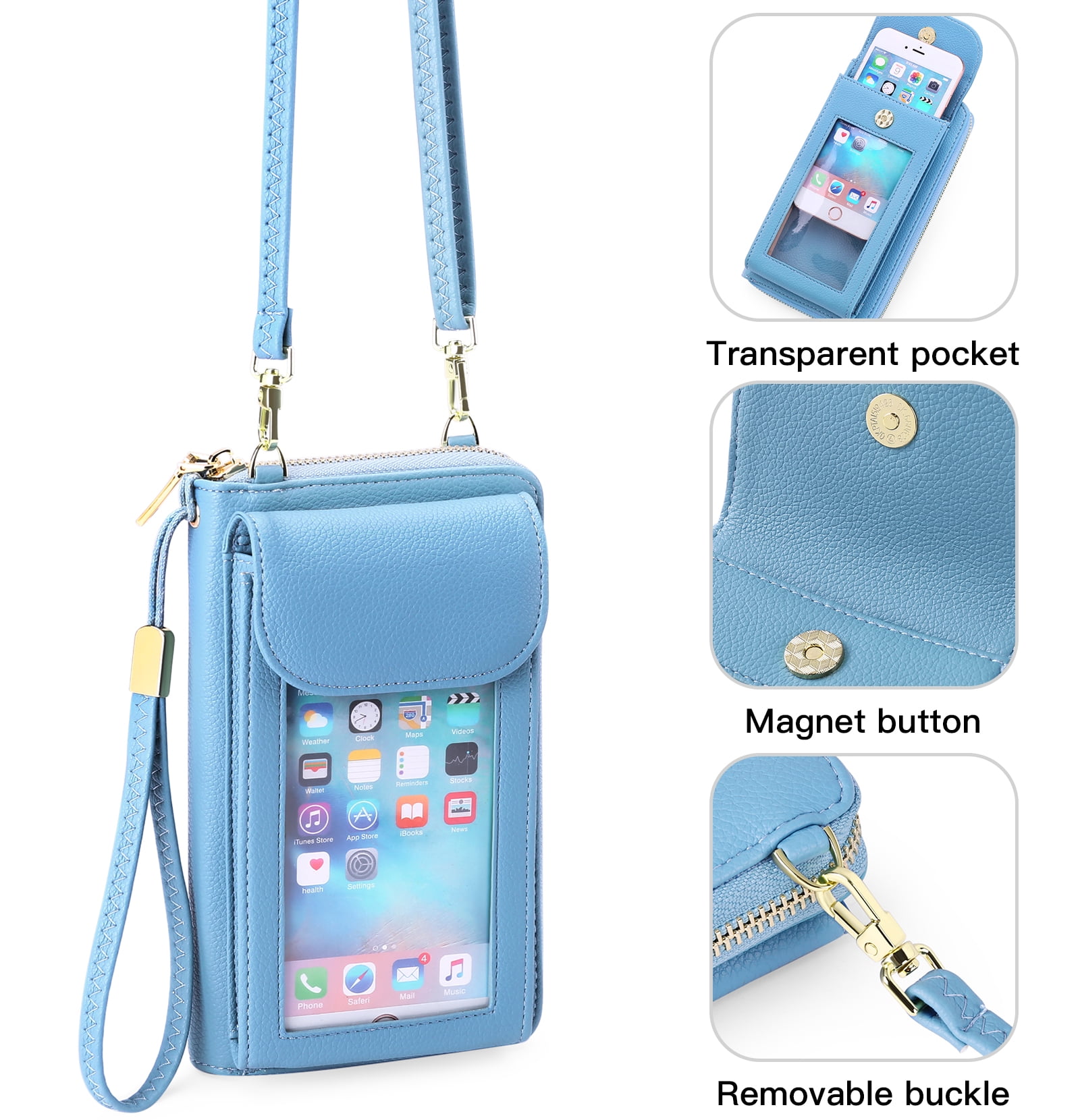 FALAN MULE Small Cell Phone Crossbody Bag Purse for Women, PU Leather Wallet Purse