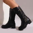 thumbnail image 2 of IUJSOY Knee High Boots Women Slouchy Round Toe Lug Sole Platform Riding Boots Moto Buckle Boots, 2 of 9