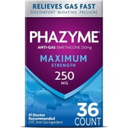 Phazyme Maximum Strength Gas and Bloating Relief, 250 mg Simethicone, 36 Fast Gels