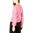 thumbnail image 2 of Leyden Womens Diamond Cable Knit Sweater, Pink, X-Large, 2 of 2