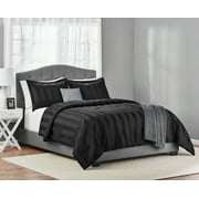 Mainstays Rich Black Damask Stripe 5-Piece Comforter Set, King