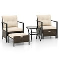 thumbnail image 4 of Gymax Set of 5 Furniture Set Rattan Chairs & Ottomans w/ Glass Topped Coffee Table Patio Off White, 4 of 4