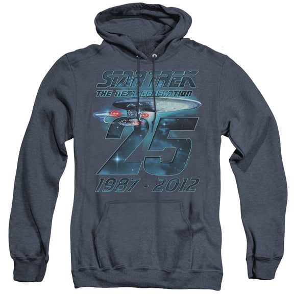 Star Trek Enterprise 25 Adult Heather Hoodie Sweatshirt Navy
