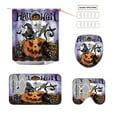 thumbnail image 2 of Zhourta Halloween Pumpkin Bath Mat Curtain 4 Piece Set U-Shape Toilet Mat Shower Liner with Hooks for Bathroom Decoration, 2 of 9