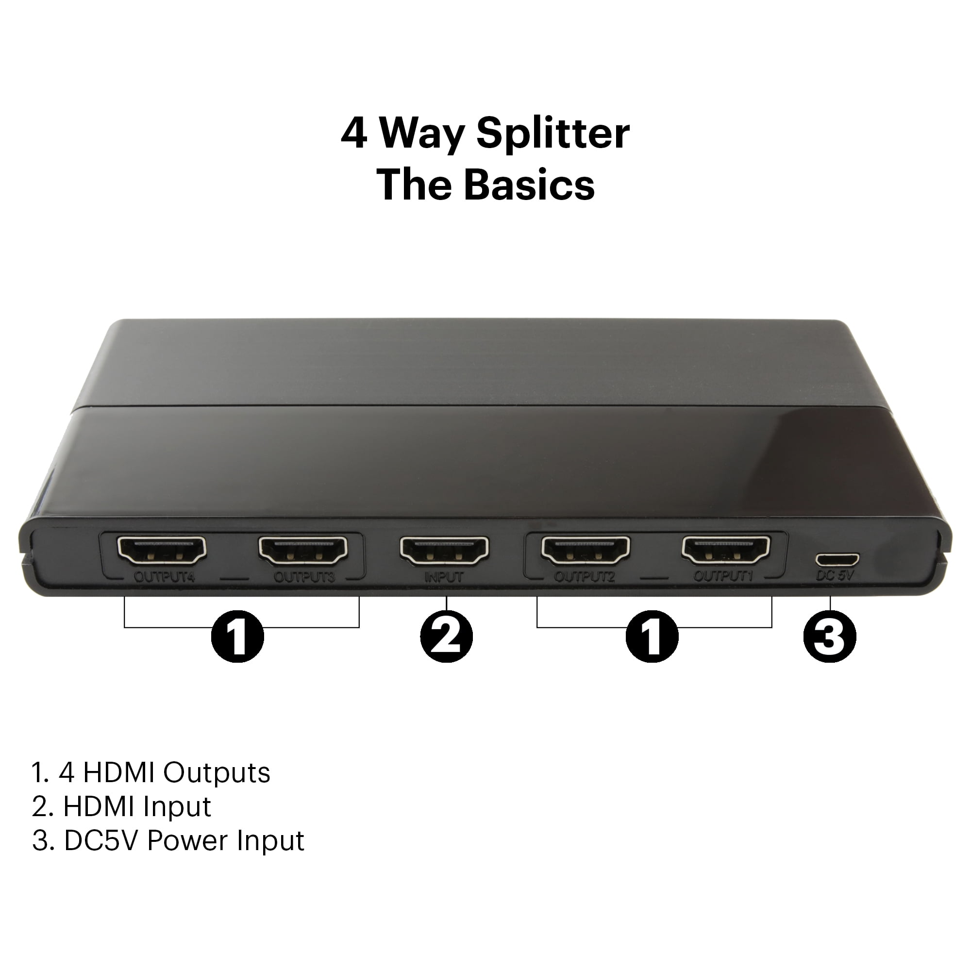 bestøve Født heroin onn. 4-Port High Speed 4K HDMI Splitter For HDTVs Monitors and Projectors -  Walmart.com