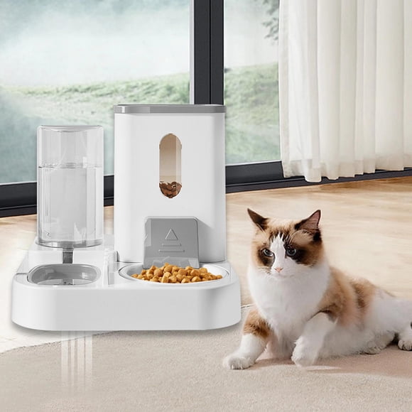 Comedero y dispensador de agua para mascotas Salvador fuente de agua automática desmontable para perros y conejos pequeños y medianos Gris