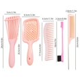thumbnail image 4 of 5pcs Light Pink Hair Brush Set Anti Static Hairdressing Comb Rat Tail Comb Detangling Hair Brush Hairdressing Comb Kit For All Hair Types, 4 of 4