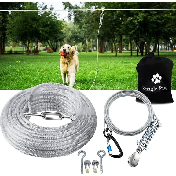 Heavy Duty Dog Tie Out Trolley System Pulley Runner Cable for Small Medium Large Dogs Outdoor Yard Camping