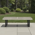 thumbnail image 2 of Tcbosik Outdoor Wooden Bench, 61.7" Porch Bench with Metal Legs, 2-Seater Chair for Deck, Patio, Garden, Backyard, Black & Gray, 2 of 8