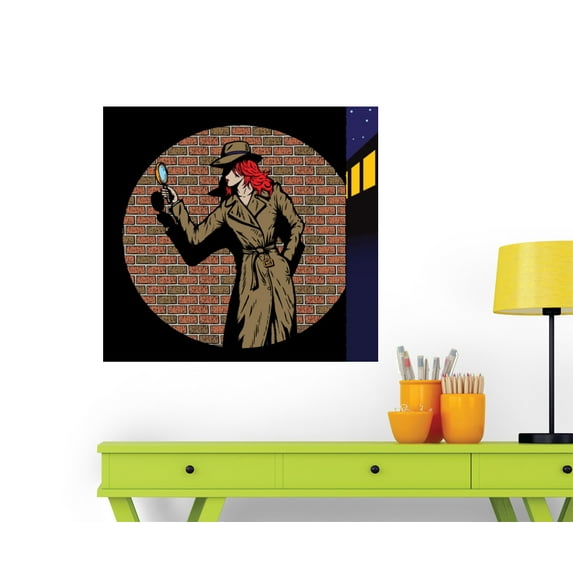 Old Style Girl Detective Wall Decal WM244451 by Wallmonkeys (36 in W x 33 in H)