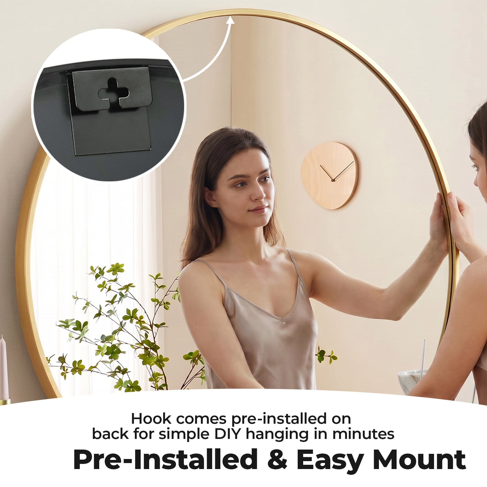 Alvantor Shatterproof HD Bathroom Mirror in Gold Black for Entryway and Bedroom, 20/24/30 inch