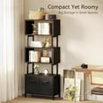 thumbnail image 4 of Casaottima 7 Tier Bookshelf, Tall Geometric Bookcase with Fabric Drawers, Modern Display Book Shelves Book Case for Living Room Bedroom, Wood Decorative Standing Shelving Unit for Home Office, Black, 4 of 16