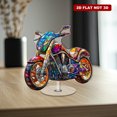 thumbnail image 4 of Rotating acrylic ornament featuring a vibrant stained glass motorcycle design with bright colors and clear outlines on a white background, 4 of 8