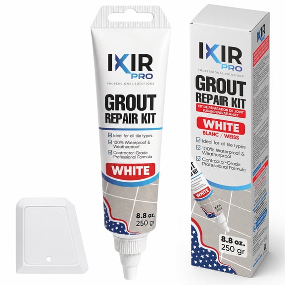 Tile Grout Repair, White 8.8 oz/250gr. Fast Drying Grout Repair Kit, Grout Filler Tube Repair Kit, Tile Grout Paint, Grout Sealer Restore and Renew Bathroom Floor, Tile Gaps, Joints, Lines