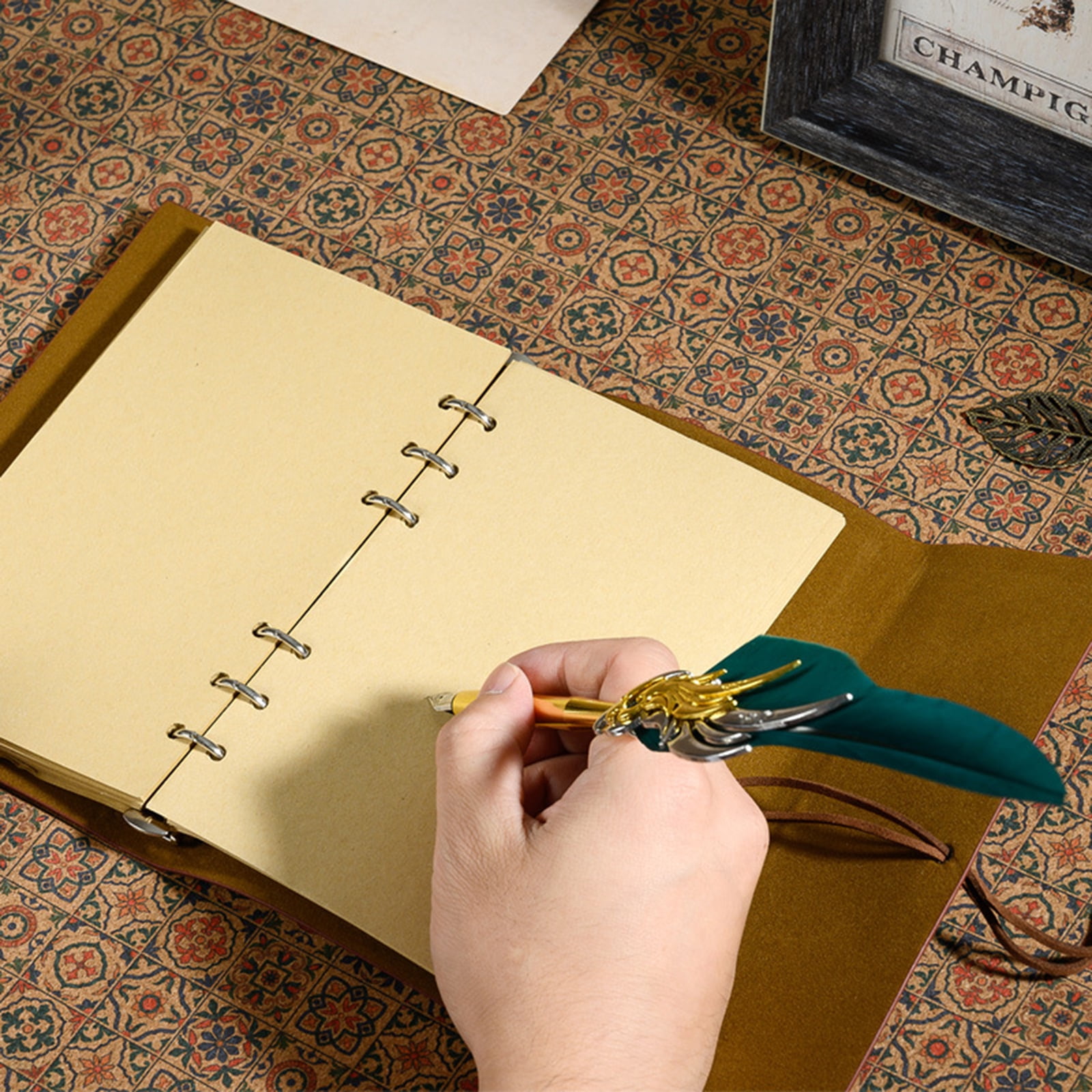 Retro Calligraphy Feather Dip Fountain Pen Writing Ink Notebook Stationery Box