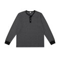 thumbnail image 5 of Leidass Mens Long Sleeve Contrasting Colors Striped Henley T-Shirt 3 Button V Neck for Men Daily Leisure And Casual Wear Scenario Dark Gray L, 5 of 6