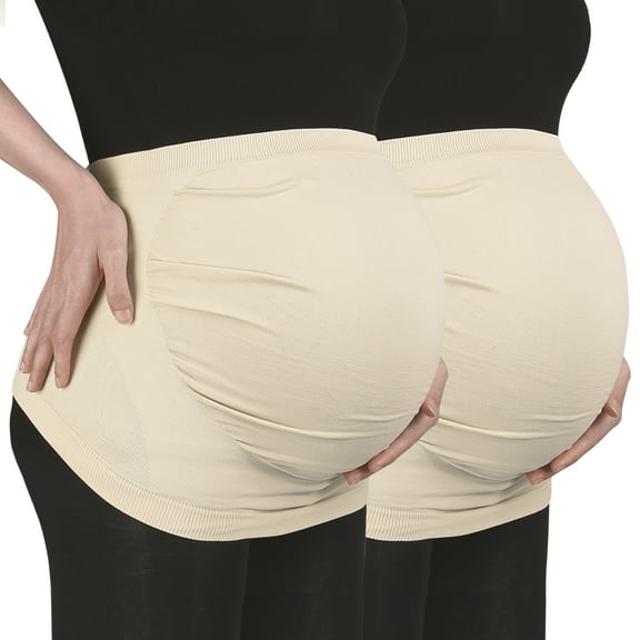 Vocoste Belly Bands for Pregnant Women XXL Beige Nylon 2 Pcs