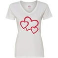 thumbnail image 3 of Inktastic Three Red Hearts Women's V-Neck T-Shirt, 3 of 5