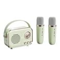 thumbnail image 1 of yeacher Haut-Parleur Bluetooth Portable Vintage avec Microphone de Karaoké, Mini Caisson de Basses, Prise en Charge Double Micro, Vert Pâle, Lecteur de Musique Extérieur Sans Fil, Qualité Sonore Hi-Fi, Longue Autonomie de Batterie, Idéal pour, 1 of 7