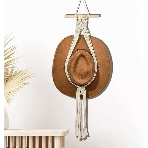 Macrame Hat Hangers Hat Holder for Wall Bohemian Women Hat Rack Hat Organizer for Wall Hanging Hat Rack Decorative Cap Holder for Wide Brim Cap White Walmart