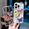 thumbnail image 4 of Compatible with iPhone Case,Colorful Butterfly Glitter Gold Foil Full Body Protection [Compatible with Wireless Charging] Clear Soft Shockproof Cover Phone Case (Pink,iPhone 12 Pro), 4 of 6