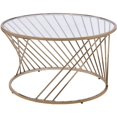 thumbnail image 1 of ACME Table Basse Ronde en Verre Bluelipe en Or et Champagne, 1 of 5