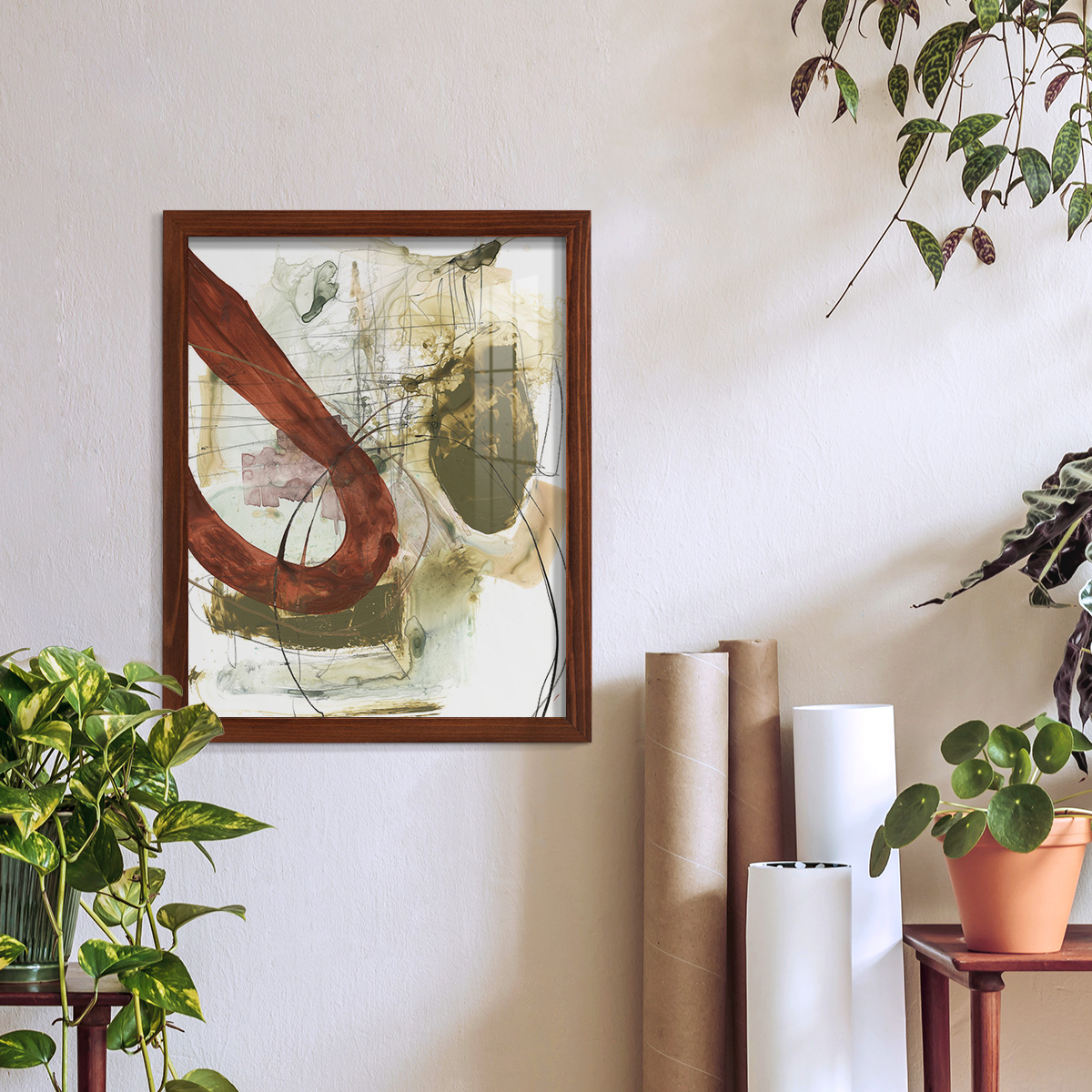 Rusted Loops I - Framed Print w/glass - Chestnut