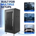 thumbnail image 4 of 18U Server Rack Cabinet 19 Inch Enclosed Network Rack with Wheels | 18U 19 Inch Server Rack Cabinet with Adjustable Rails, Lockable Mesh Door, Cable Management, Shelf and 992 Lbs Capacity, 4 of 8