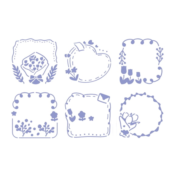 6 Pcs Flower Stencils Scrapbook Journal Stencils Paint Art Stencils Hollow Out Floral Art Templates for Art Projects