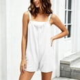 thumbnail image 5 of Sahpxhe Rompers for Women Cotton Tie Back Sleeveless Shorts Backless Overalls Summer Casual Trendy Jumpsuits for Beach Vacation White XXXL, 5 of 9
