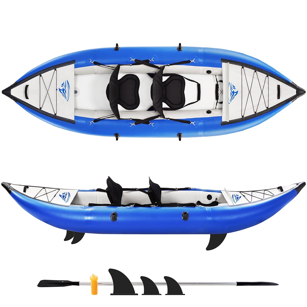 Kepooman Inflatable Kayak Set, Portable Recreational Touring Kayak with Paddle & Air Pump, Foldable Tandem 2 Person Kayak, Blue Kepooman Inflatable Kayak Set, Portable Recreational Touring Kayak with Paddle & Air Pump, Foldable Tandem 2 Person Kayak, Blue