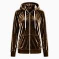 thumbnail image 4 of Caywon Women's Velvet Zip Up Hoodie Long Sleeve Drawstring Hooded Jacket with Pockets Stretch Velour Casual Sweatshirt, 4 of 7