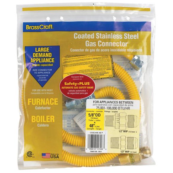 Brasscraft-Gas Connectors CSSC44R-48 P 0.5 in. Male Tapped 0.37 in. Female by 0.5 in. Male by 48 in. Gas Connector