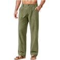 thumbnail image 4 of Hurxie Men Baggy Dress Pants Pleated Trousers Elastic Waistband Casual Loose Wide Leg with Pockets Green,L, 4 of 6