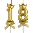 thumbnail image 1 of czcpp-AOOLADA Bougies d'Anniversaire 18 Ans, Bougies d'Anniversaire 3D Dorées avec Couronne, Décoration de Gâteau pour Adolescents Garçons Filles, 1 of 4
