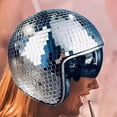thumbnail image 5 of Disco Ball Helmet Glitter Mirrors Glass Punk Costume Hat with Retractable Visor Disco Ball Hat for Bar DJ Club Supplies, 5 of 5