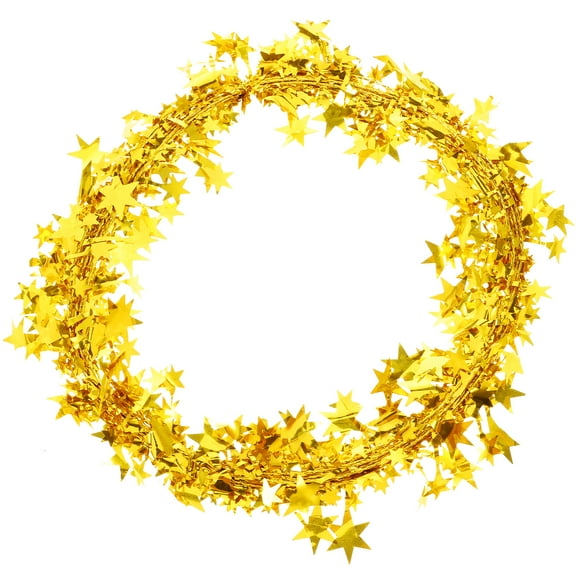 unbranded Creative Shiny Attractive Tinsel Christmas Star Garlands Wreaths for Decoration Golden