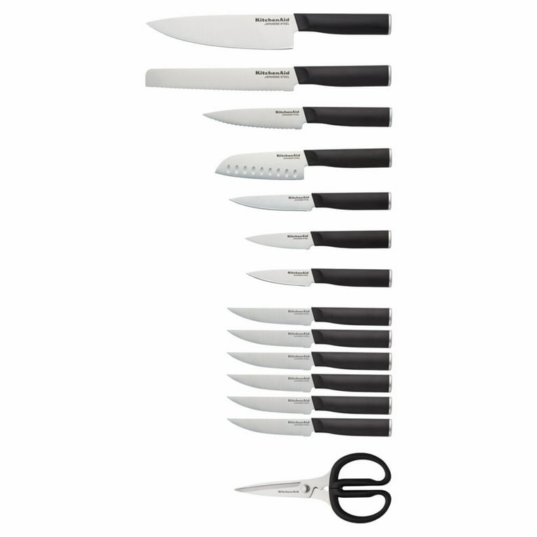 Kitchenaid Classic 15-piece Knife Block Set with Built-In Sharpener, Natural