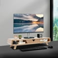 thumbnail image 2 of Monitor Stand Riser Farmhouse Style Bamboo Laptop Stand Riser Holder with Storage Drawer Modern Computer Stand for PC Monitor Laptop Office Desk Organization (Wood Color), 2 of 7