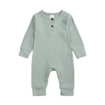 thumbnail image 5 of Jalioing Infant Baby Long Sleeve Romper Solid Color Jumpsuit Comfy Cute Cotton Bodysuit Fall Winter Outfits 0-24 Months, 5 of 8