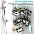 thumbnail image 5 of Flying Ideas 3Pack Corner Shower Caddy Adhesive Shower Caddy Stainless Steel Bath Organizer Rack Black, 5 of 7
