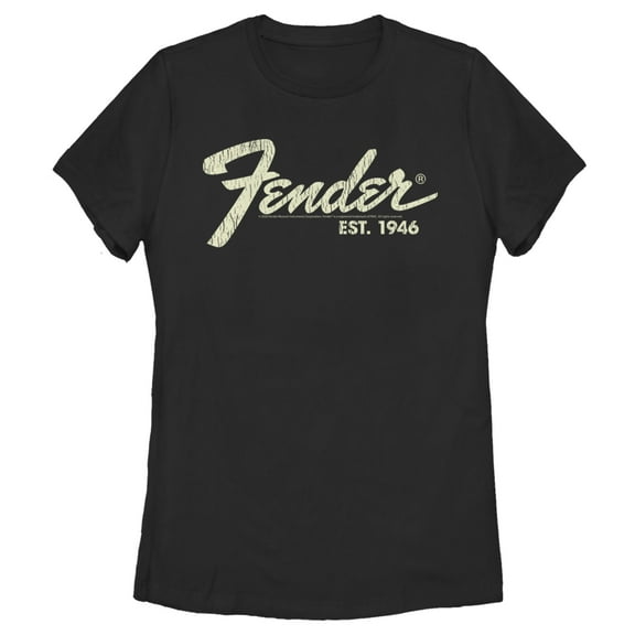 Women's Fender Distressed Logo  Graphic Tee Black X Large