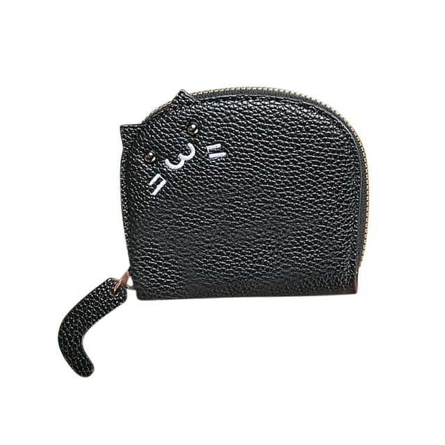 Stylish Leather Cat Purse for Women Compact Card Holder ID Fashionable Organizer