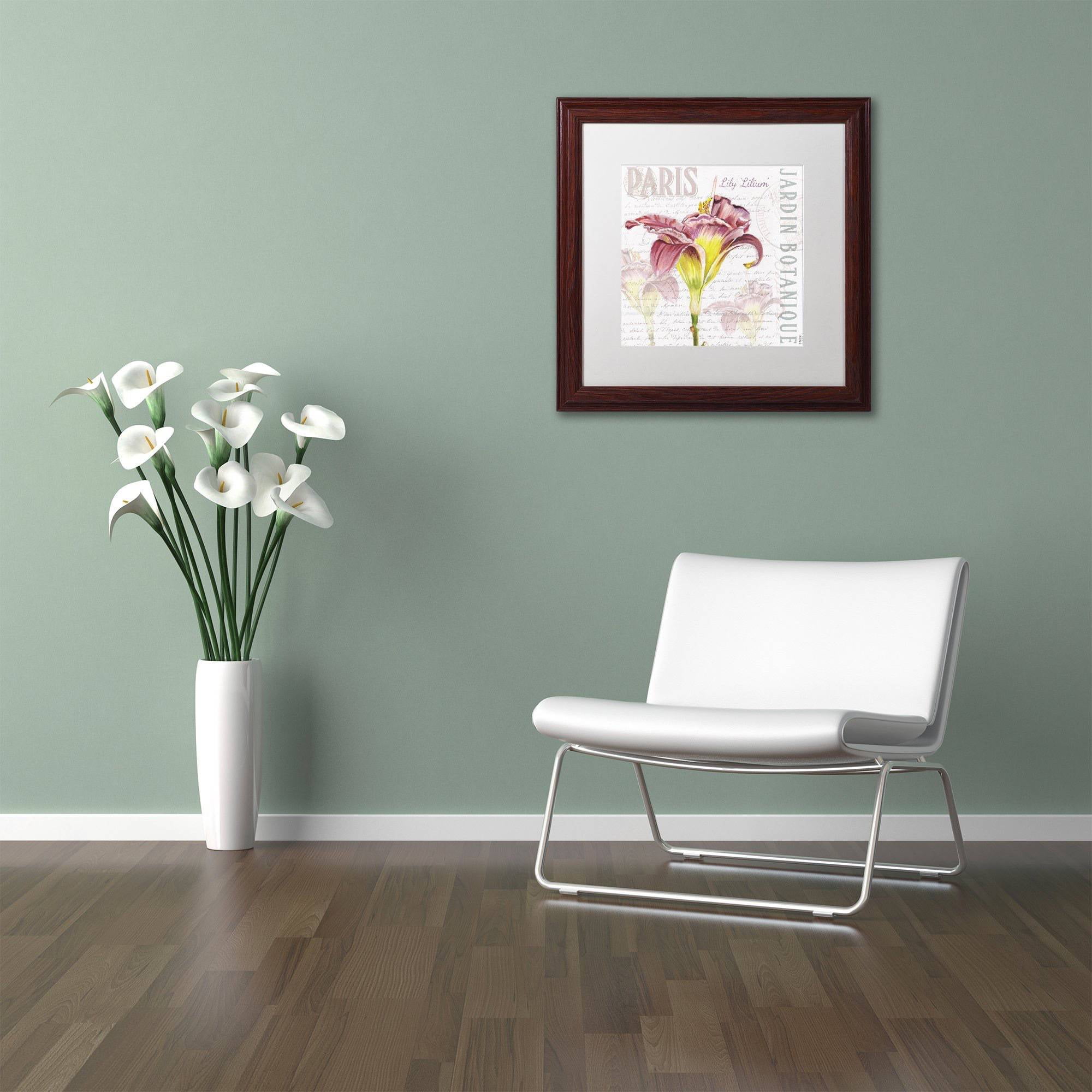 Trademark Fine Art "Paris Botanique Lily Burgundy" Canvas Art by Jennifer Redstreake White Matte, Wood Frame