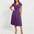 thumbnail image 4 of Idoravan Womens Dresses Casual Plus Size Fashion Women Summer Short Sleeve High Waist Dresses Solid Color, 4 of 6
